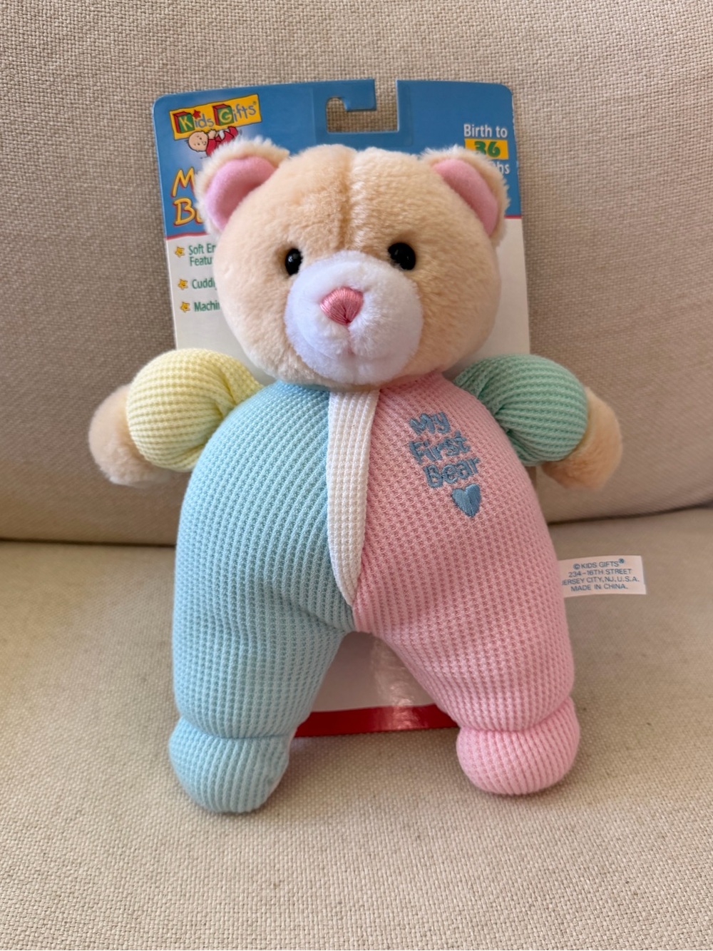 Vintage Kids GIFT My First Bear Plush Toy  Pastel Multicolor